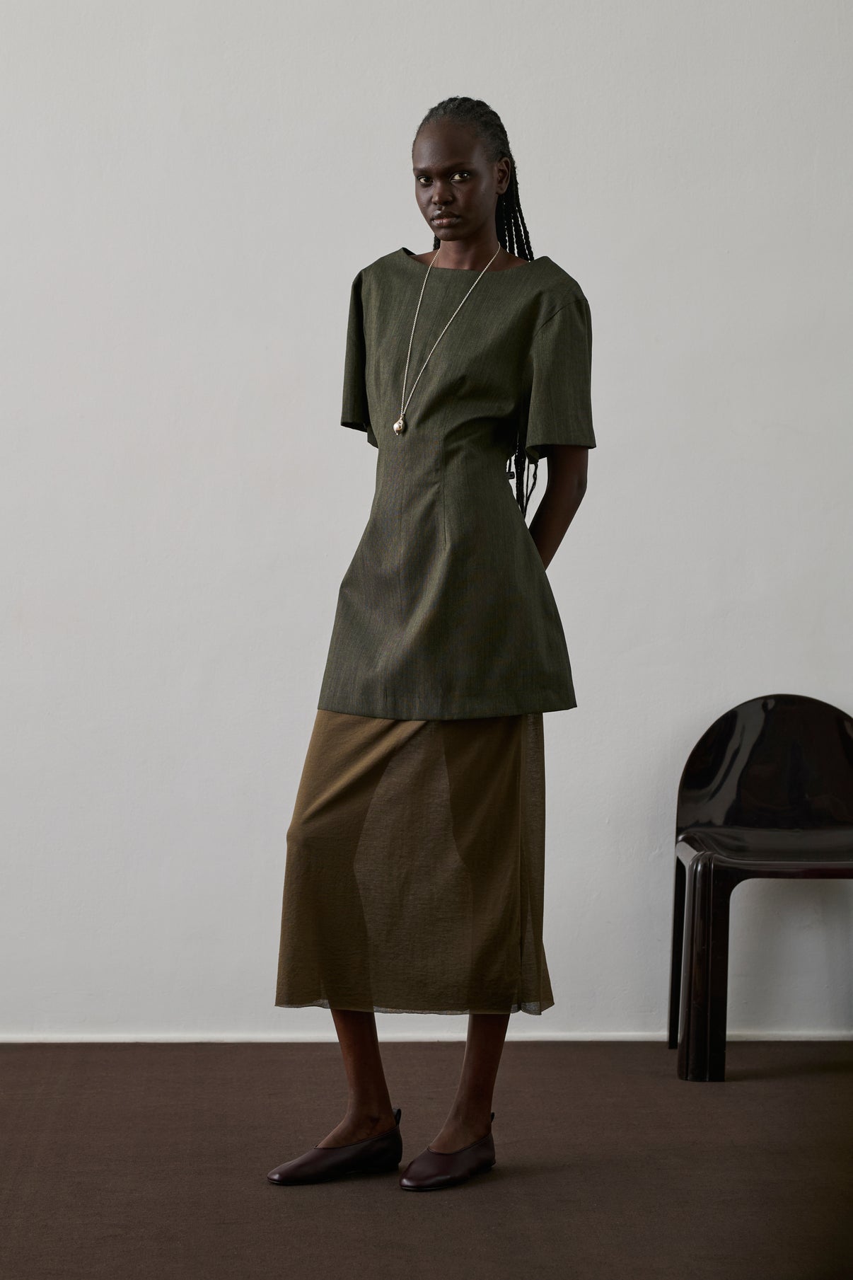 Robe Gladys - Kaki Chiné - Laine - Femme vue 4