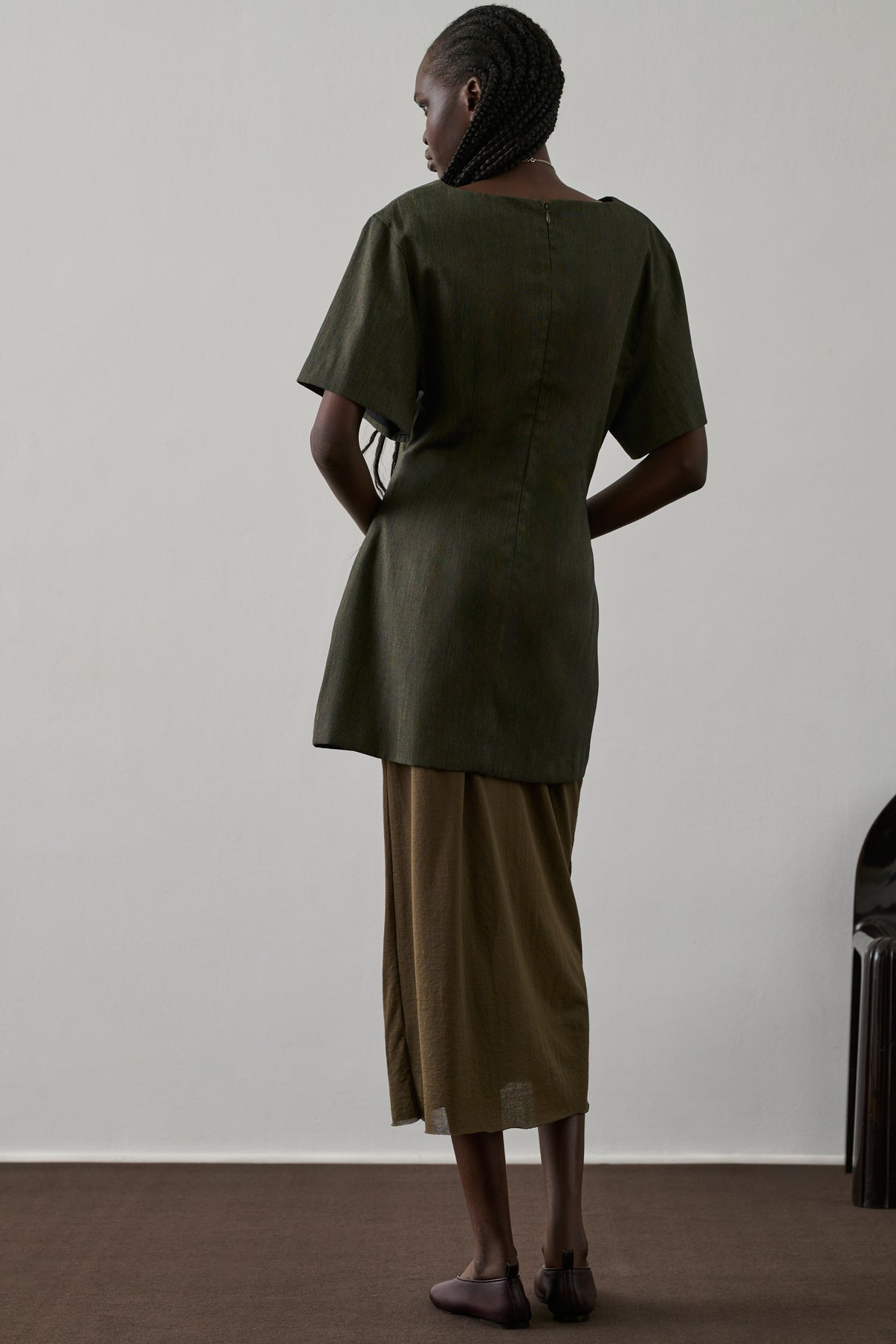 Robe Gladys - Kaki Chiné - Laine - Femme vue 5