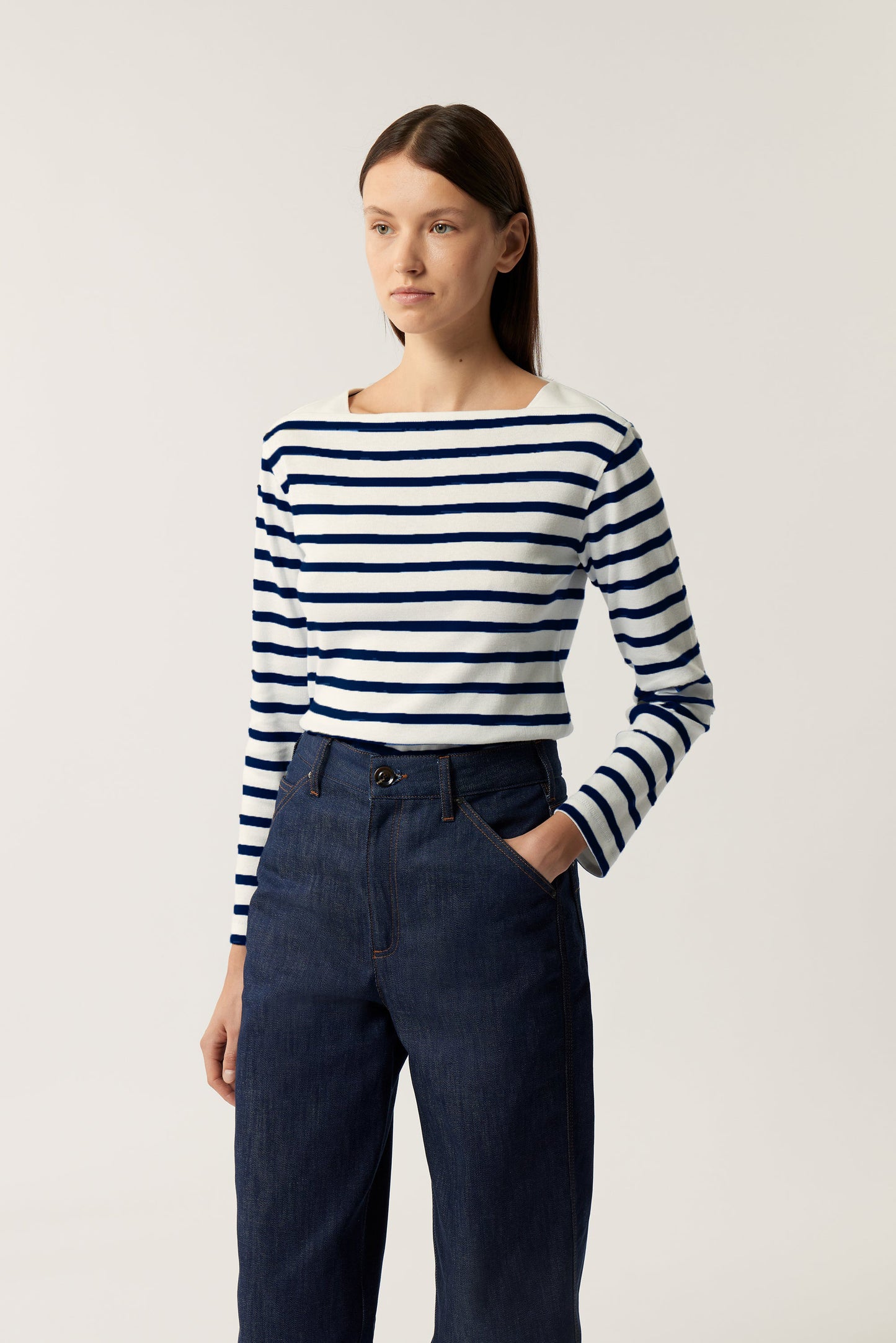 Tee-Shirt Katy - Blanc/Bleu - Coton - Femme